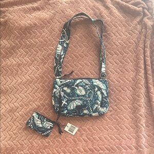 NWT Vera Bradley Navy Shoulder Bag and Coin Purse